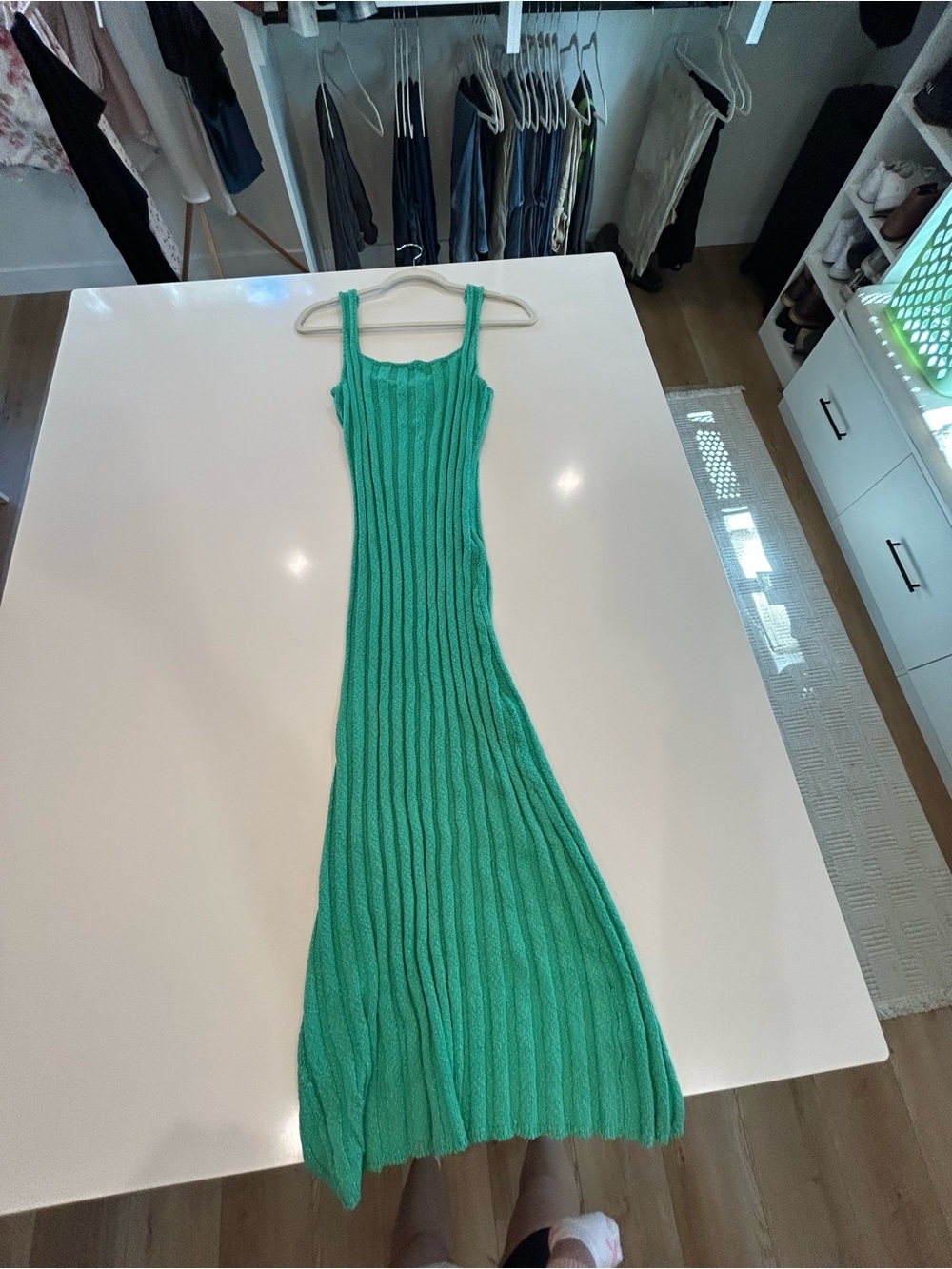 Free People Teal Ribbed Knit Midi Dress